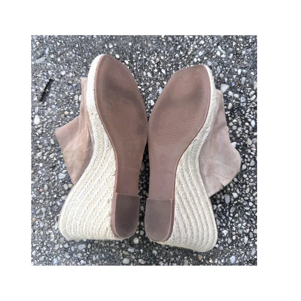 Steve Madden Urge Espadrille Real Leather Suede Wedge Heels Size 8.5